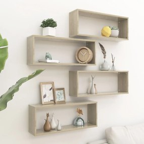 Mensole Parete A Cubo 4pz Rovere Sonoma 60x15x23 Cm Multistrato /