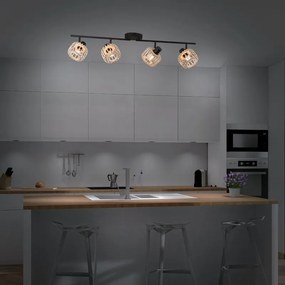 Faretto decorativo senza fonte luminosa PECAN in acciaio nero E14 40W INSPIRE 4 luci