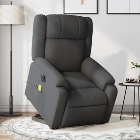 Poltrona Alzapersona Massaggi Elettrica Grigio Scuro Tessuto /