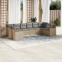 Set Divano da Giardino 10 pz con Cuscini Beige Misto Polyrattan 3226325