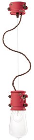 Lampadario Vintage Urban Ferro E Ceramica Rosso 1 Luce E27 12Cm