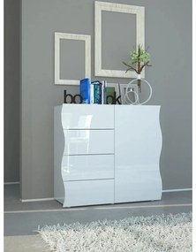 Mobile credenza ONDA L 90 x H 81 P 40 cm bianco lucido