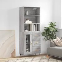 Credenza Grigio Sonoma 69,5x34x180 cm in Legno Multistrato 3189491