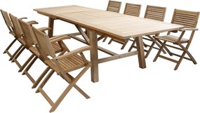 ORATOR - set tavolo in teak cm.220/300 x 100 x 77 h con 8 poltrone Orator