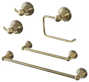 Set accessori a muro 5 pezzi in acciaio con finitura bronzo e viti incluse  Iris