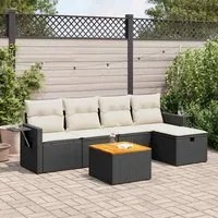 Set Divano da Giardino 6 pz con Cuscini Nero in Polyrattan 3325808