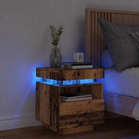 Comodino Con Luci Led Legno Antico 40x39x48,5 Cm /