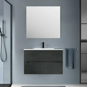 Mobile bagno sospeso 80 lava cannettato 2 cassetti lavabo e specchio Rigo