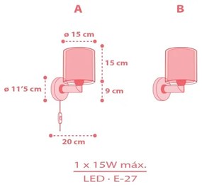Dalber 41199 - Lampada da parete per bambini RAINBOW 1xE27/15W/230V multicolore