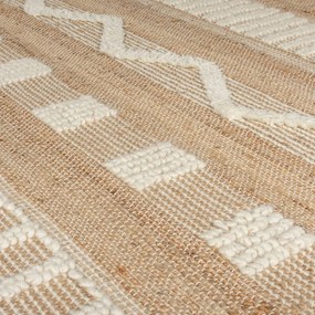 Tappeto bianco/di colore naturale in misto iuta tessuto a mano 160x230 cm Medina – Flair Rugs