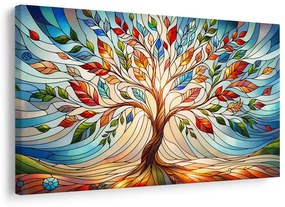 Quadro su tela – Albero della vita in vetrata colorata