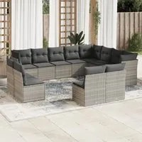 Set Divano Giardino 12 pz con Cuscini Grigio Chiaro Polyrattan 3250311