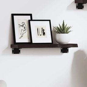 Ripiano Muro Marrone Scuro 40x10x2 Cm Massello Rovere Trattato /