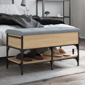 Panca Porta Scarpe Rovere Sonoma 82x42x45 Cm Legno Multistrato /
