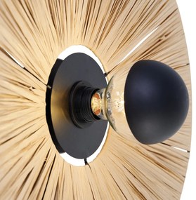 Applique da parete rustica nera con corda 45 cm - Leia