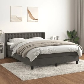 Giroletto A Molle Con Materasso Grigio Scuro 140x190 Cm Velluto /