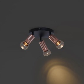 Faretto da soffitto rotondo bronzo scuro 3 luci orientabile - Veerle