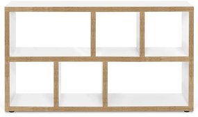 Libreria bianca con bordo in legno 150x83 cm Berlin - TemaHome