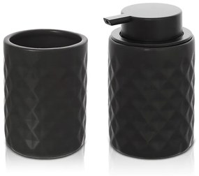 Set accessori bagno nero da appoggio dispenser e portaspazzolini in ceramica Cristal