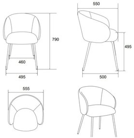 Set di sedie da pranzo color crema in imbottito 2 pz Eleanor – Actona