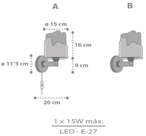 Dalber 76309 - Lampada da parete per bambini SNOOPY 1xE27/15W/230V bianco/rosso