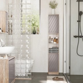 Mobile a Colonna per Bagno in Legno 30x24x170 cm  Grigio e Rovere...