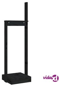 vidaXL Portalegna Nero 33,5x30x110 cm in Legno Massello di Pino