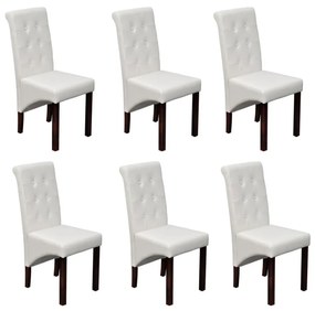 Sedie Da Pranzo 6 Pz Bianche İn Similpelle /