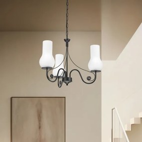 Brilagi - LED Lampadario a sospensione con catena COTTAGE 3xE14/40W/230V nero/bianco