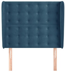 Testiera ad orecchio blu scuro 103x23x118/128 cm in velluto