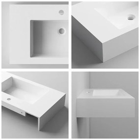 Lavabo sospeso 90 cm in resina bianco lucido Lodi