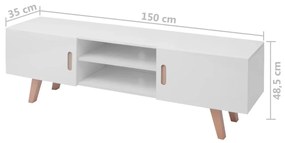 Mobile Porta TV in MDF 150x35x48,5 cm Bianco Lucido