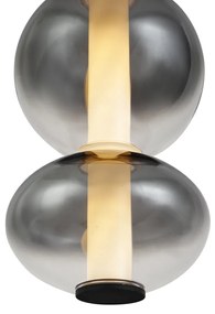 Lampada a sospensione Art Déco nera con vetro fumé e trasparente 5 luci con LED - Lizzy