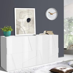 Mobile credenza PING L 162.4 x H 86 P 44.2 cm bianco lucido