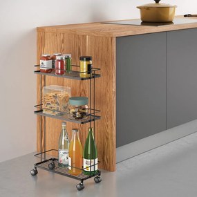 Carrello portaoggetti nero opaco in acciaio 38x62x16 cm Lava – Metaltex