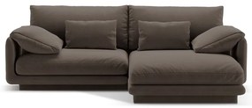 Divano angolare marrone (con penisola a destra/con chaise lounge) con rivestimento in velluto Torino – Micadoni