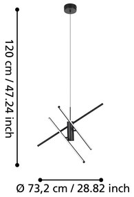 Lampadario A Sospensione Moderno Salitre Alluminio Nero 1 Luce Led 29W 4000Lm