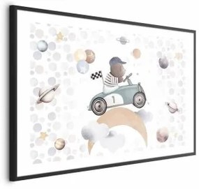 Poster - Bear in a Race Car Cornice nera con margine 42x29.7