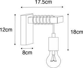 Applique da parete industriale in acciaio con marrone - Gallow