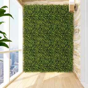 Costway Set di 12 pannelli di siepe artificiale per pareti da giardino, Pannelli decorativi da 50 x 50 cm Verde