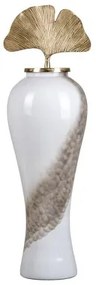 Vaso 29 x 29 x 102 cm Cristallo Dorato Metallo Bianco
