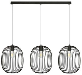 Lampadario Moderno Lugh Acciaio Nero 3 Luci E27 Ip20