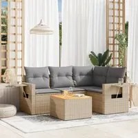 Set Divano da Giardino 5 pz con Cuscini Beige in Polyrattan 3224547