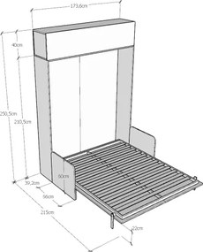 Letto matrimoniale a scomparsa 160 cm con pensile Noce KENTARO SOFŔ