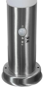 Paletto da giardino con Sensore Movimento 40cm Acciaio Inox E27 Colore Inox