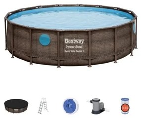 Piscina rattan con oblò rotonda ø 488x122 cm con pompa a cartucce Bestway 56725