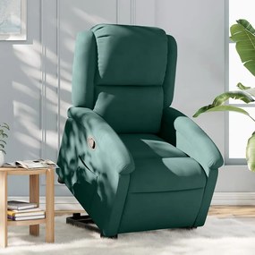 Poltrona Alzapersona Reclinabile Verde Scuro İn Velluto /