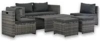 Set Divani da Giardino 6 pz con Cuscini in Polyrattan Grigio 44722