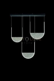 Sospensione lotus 3 nero con vetro fume'  l.40+44+36cm  led 3000k 4...