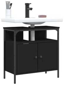 Mobile Lavabo Bagno Nero 60x30x60 Cm İn Legno Multistrato /